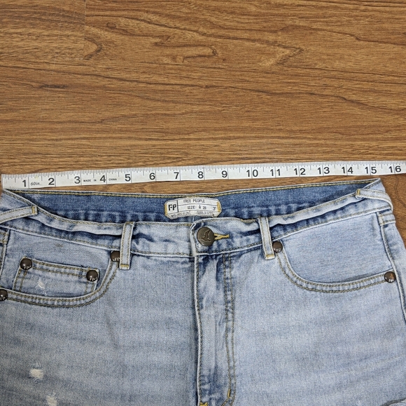 FREE PEOPLE Destroyed High Rise Denim Shorts - Picture 8 of 9